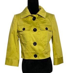 Tyler Bee 2 Blazer Jacket Crop Chartreuse Green Yellow Black Button Down Career
